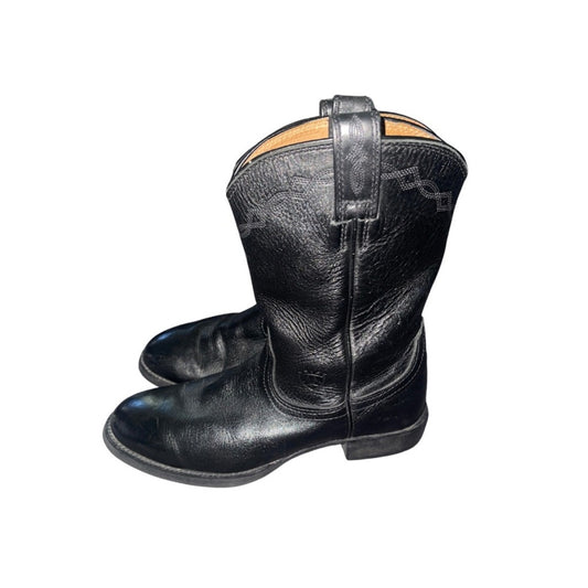 Ariat Mens Black Heritage Roper Grain Leather Western Cowboy Boots size 8.5
