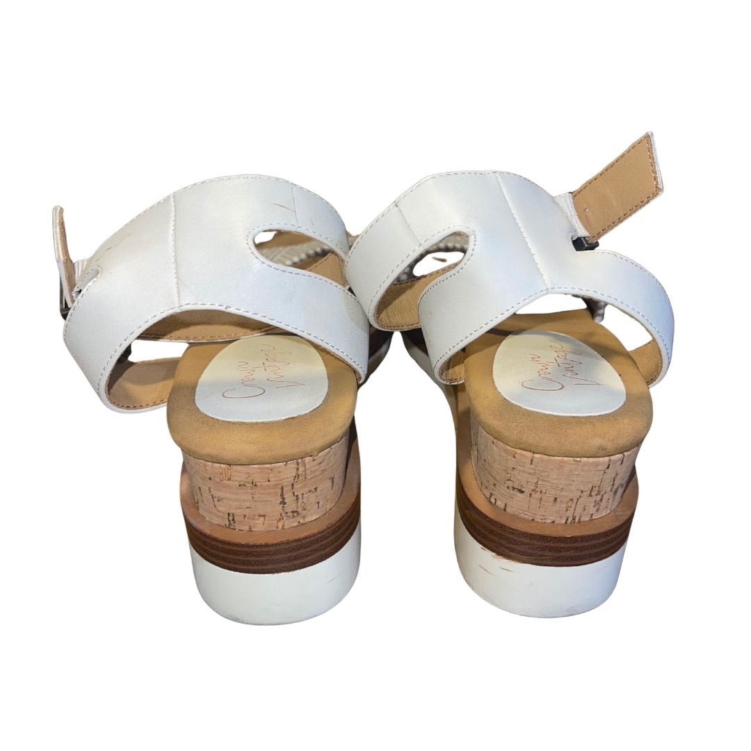 Crown Vintage Milika Wedge Platform Espadrille Sandal Buckle Ankle Strap SZ 6.5