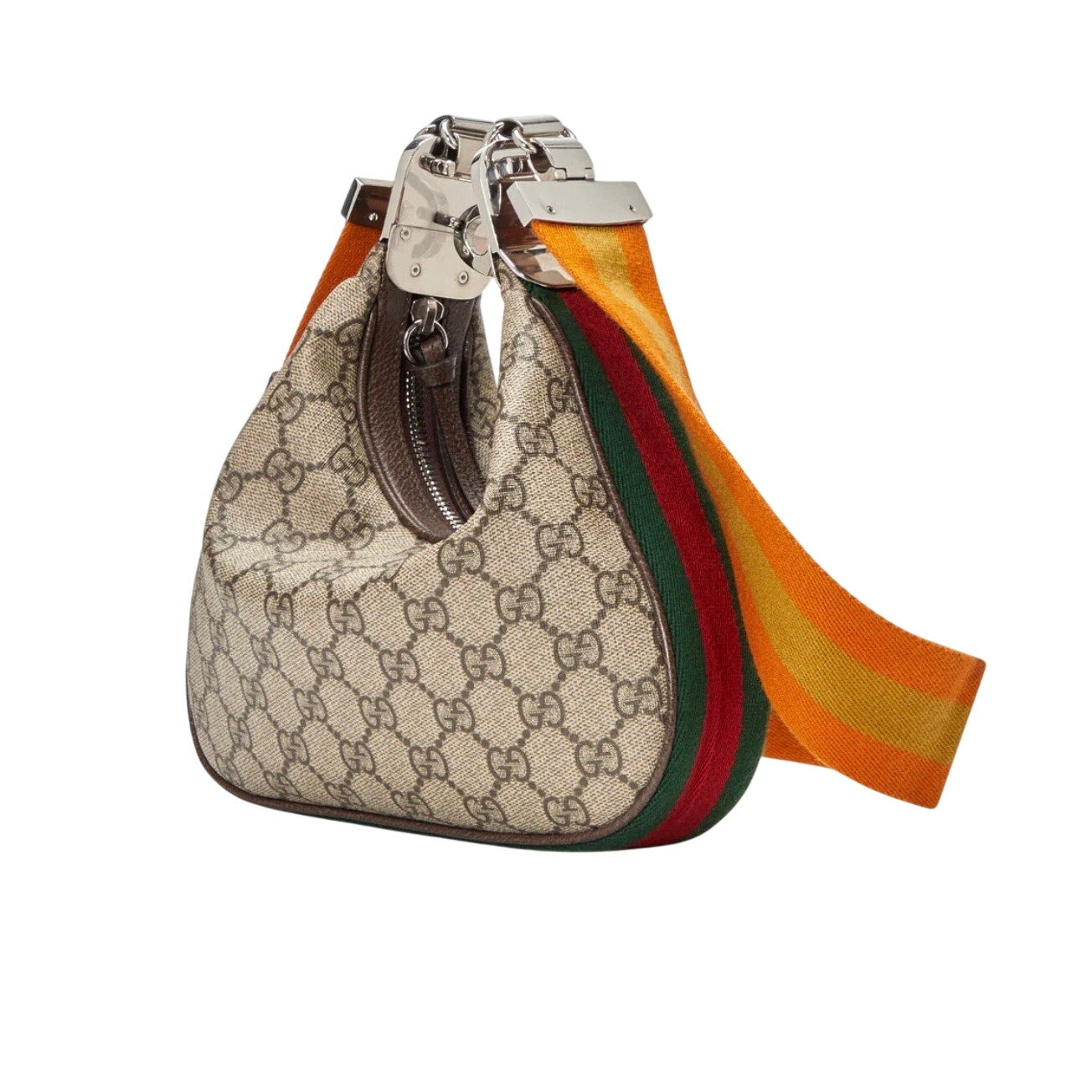 Gucci Supreme Canvas Attache Small Crossbody Purse 2 straps Moon Crescent Luxury