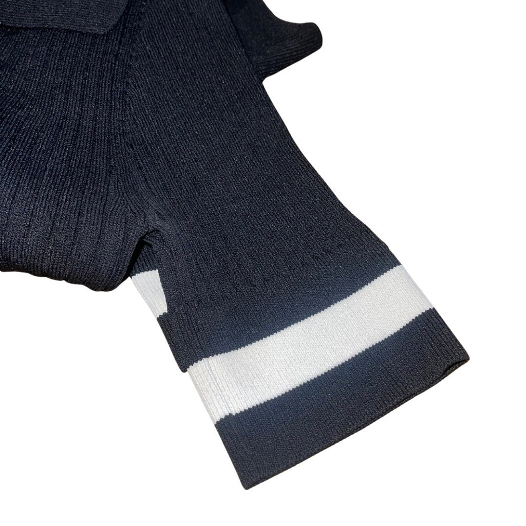 Y2K Ribbed Collar Short Sleeve Shirt Top Size Small Academia Preppy Collegiate