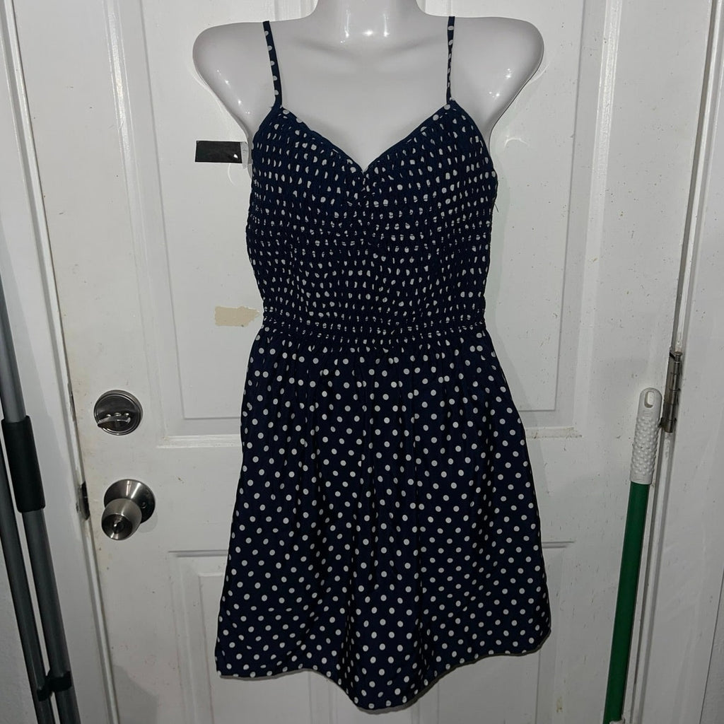 Xhilaration Blue Polka Dot Adjustable Strap Spring Dress