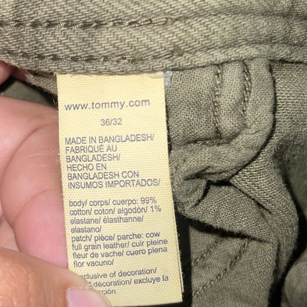 Tommy Hilfiger Stretch Green Denim Straight Leg Jeans SZ 36X32 Streetwear Casual