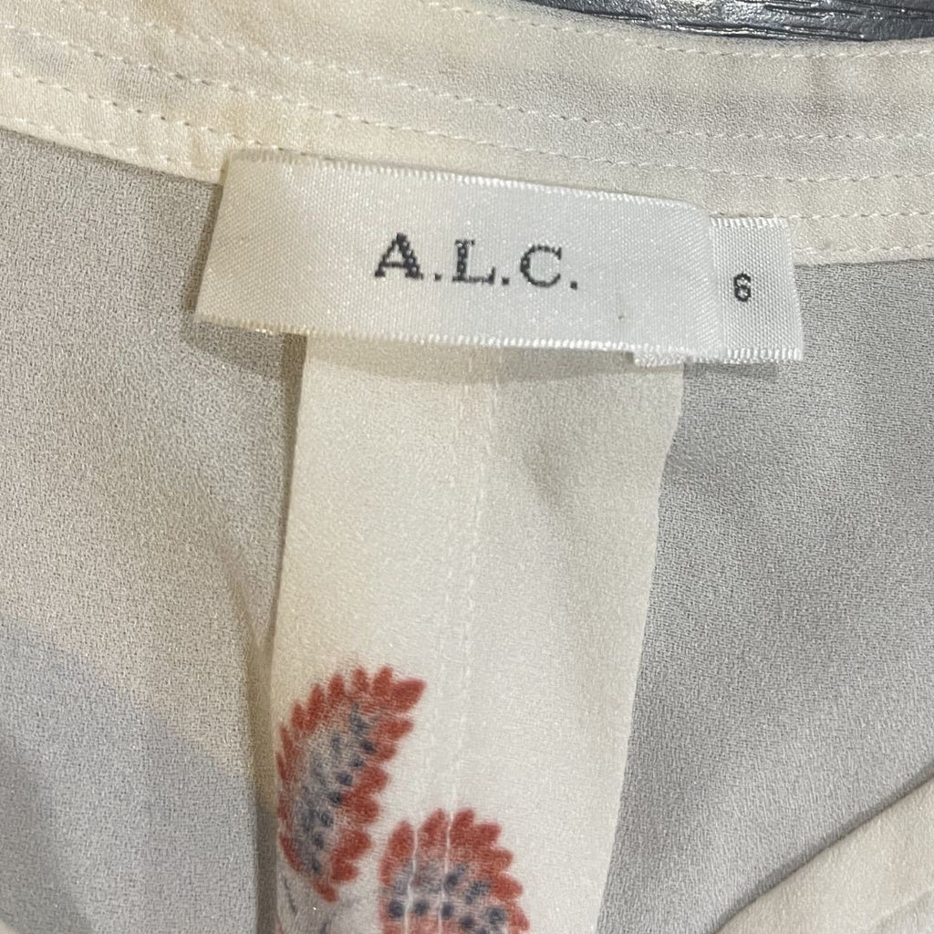 A.L.C. Hari 100% Silk Blouse Top Floral Size 6 Bohemian Chic Peasant Milkmaid