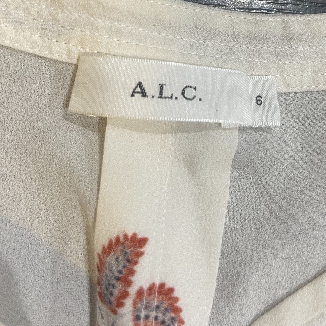 A.L.C. Hari 100% Silk Blouse Top Floral Size 6 Bohemian Chic Peasant Milkmaid