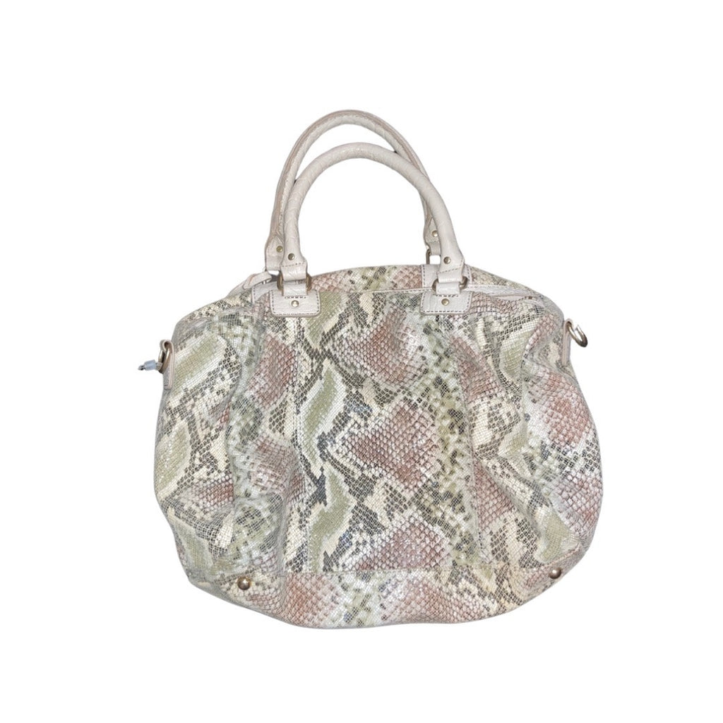 Remi & Emmy Snake Print Embossed Crossbody Top Handle Studded Trim