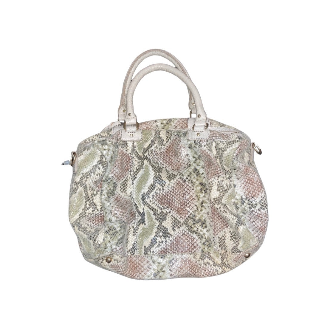 Remi & Emmy Snake Print Embossed Crossbody Top Handle Studded Trim