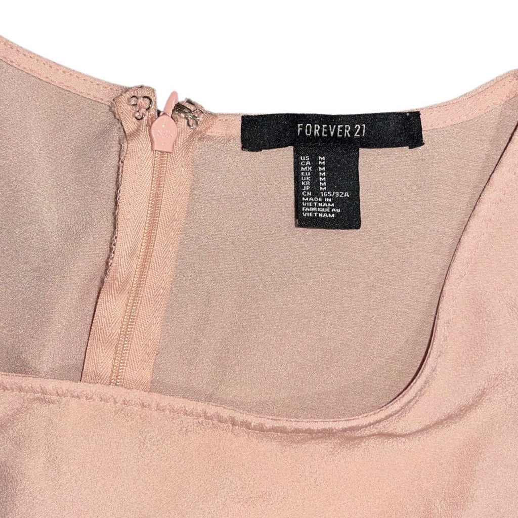 Forever 21 Dusty Pink Sleeveless Dress Floral Embroidered Waist Size Medium