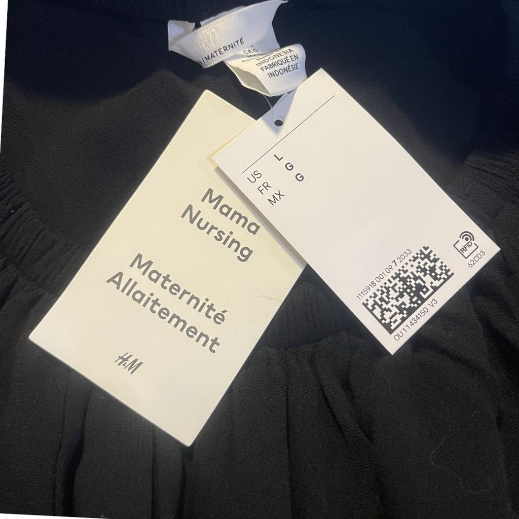 H&M Maternity Nursing Black Flow Dress Size Large Comfort Casual Relaxed NWT