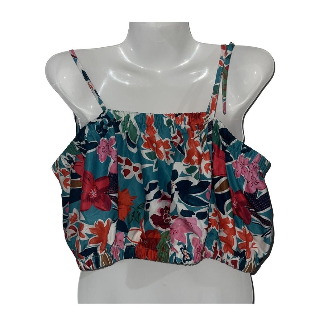 SHEIN Floral Swim Curve Plus Bikini Cropped Top Size 3XL Beach Tropical Vacation