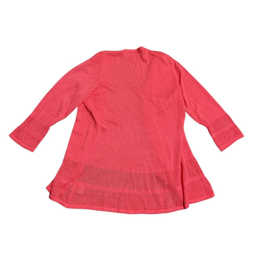 JM Collections Open Front Pink Cardigan Sweater Size Large Boho Casual Chic