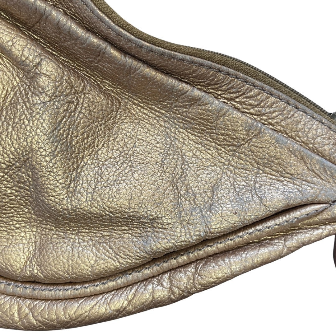 Fossil Genuine Leather Shoulder Hobo handbag Gold Crescent Purse