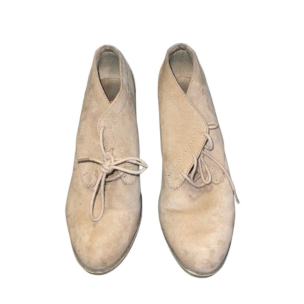 Rocket Dog Ankle Boots Beige Suede Size 9 Lace up Booties Chunky Heel