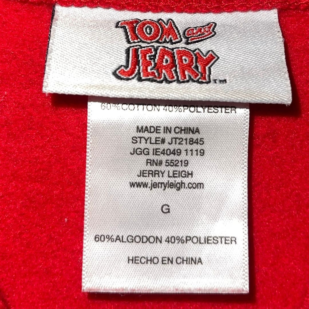 Tom & Jerry Cropped Graphic Crewneck Sweatshirt Sweater Size Large Retro Cartoon