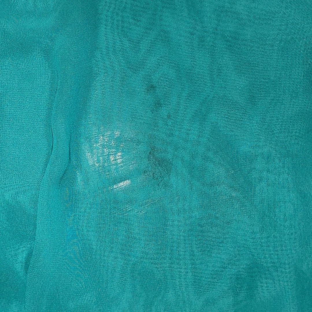 Bisou Bisou Sheer Caftan Flowy Top Teal Blouse Size Large Dolman Sleeve