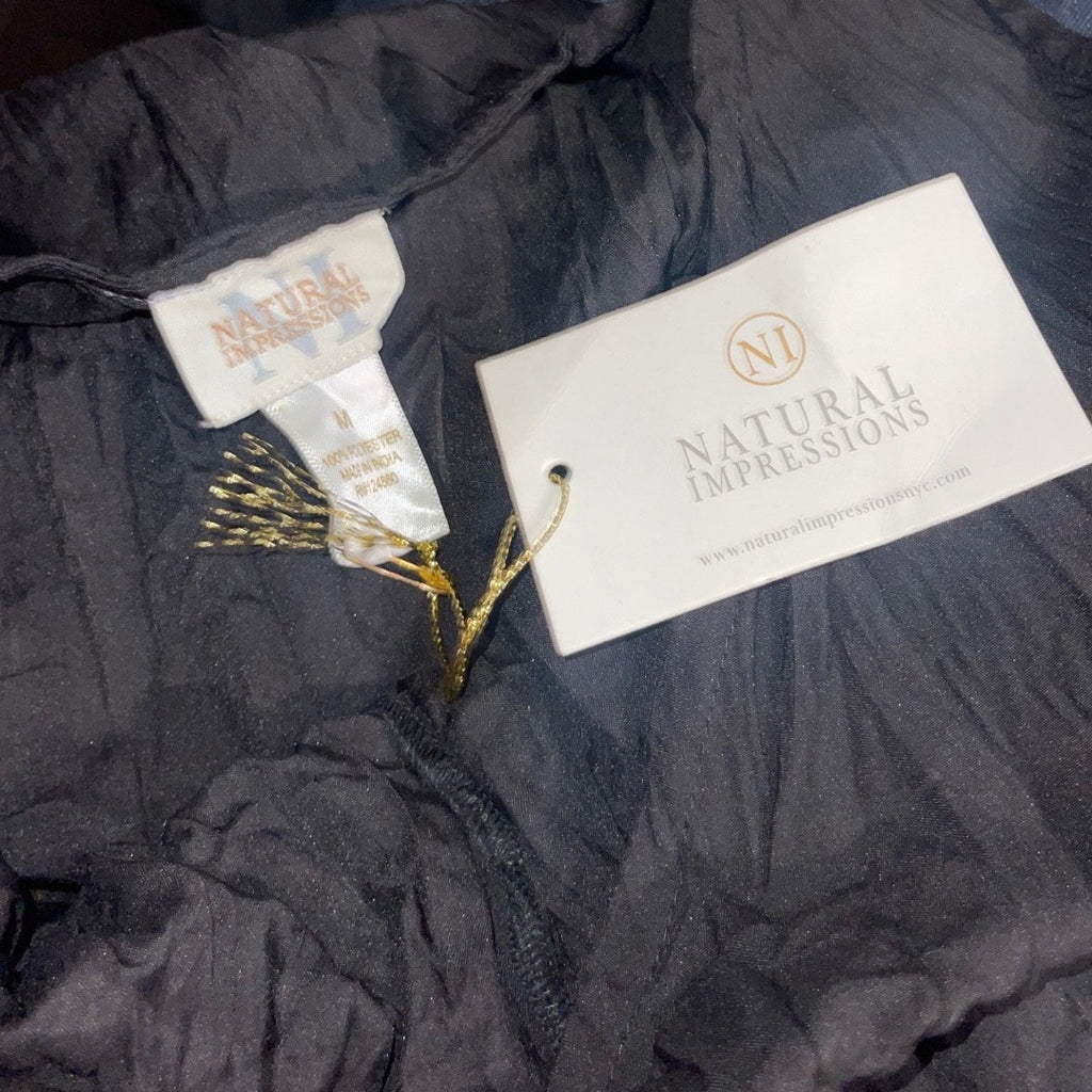 Natural Impressions Dress Sleeveless v-neck pleated maxi black vacation summer NWT