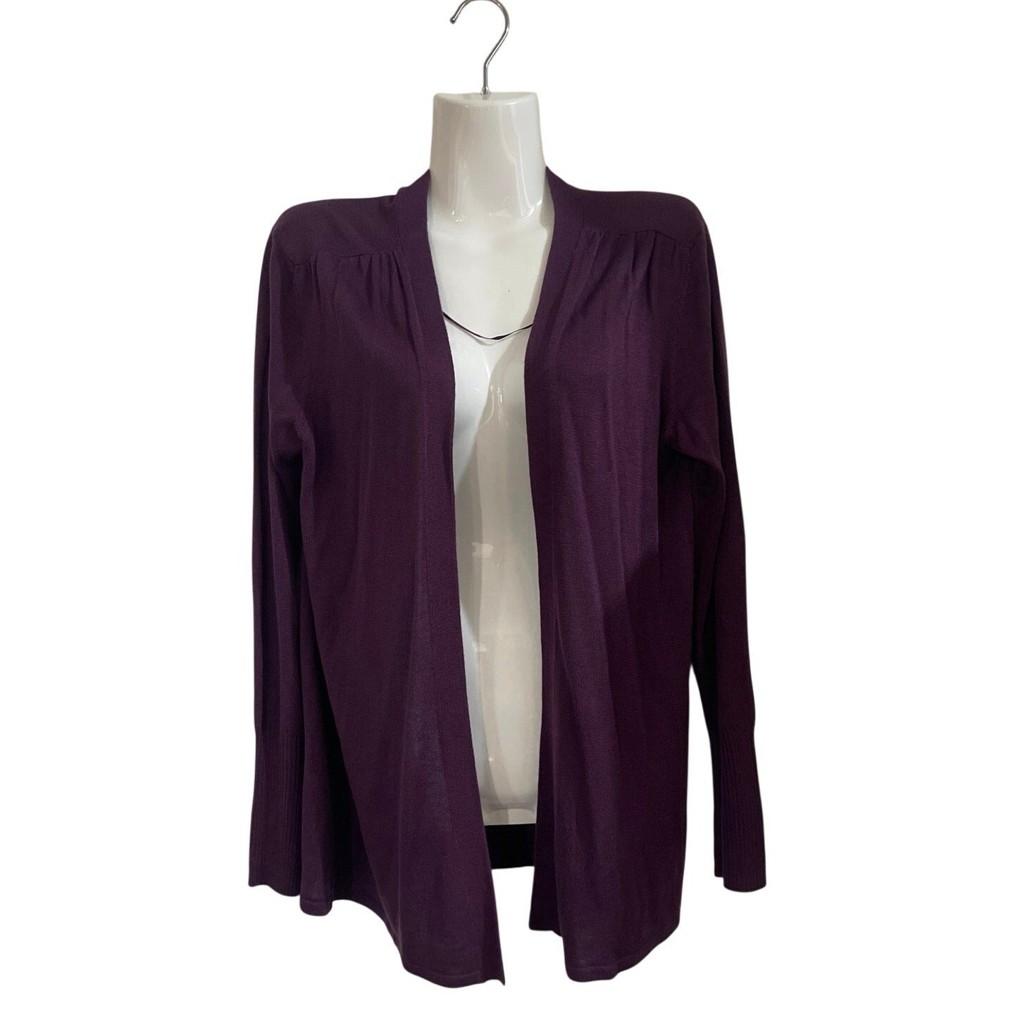 Van Heusen Open Front Purple Drape Cardigan Sweater Size Medium Casual Wear