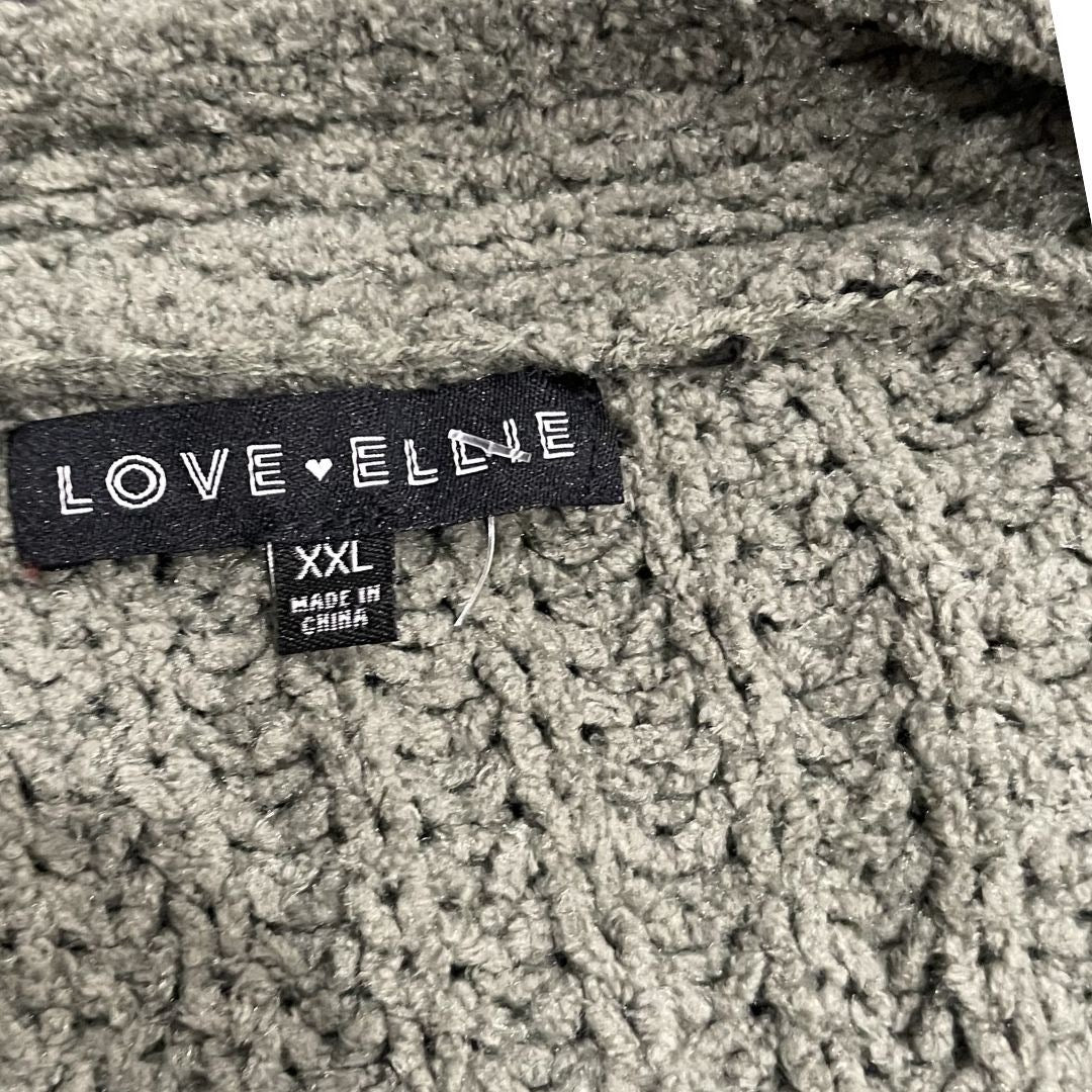 Love Ellie Audrey Cropped Button Front Chunky Knit Cardigan Olive XXL Cozy NWT