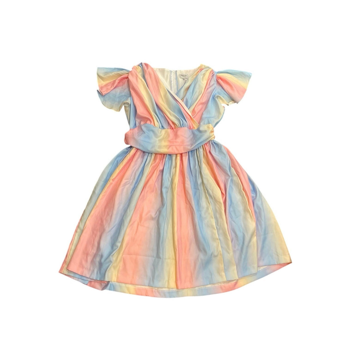 Magnolia Place Pastel Ombre Rainbow Flutter Sleeve Swing Dress SZ 3X Flowy NWT