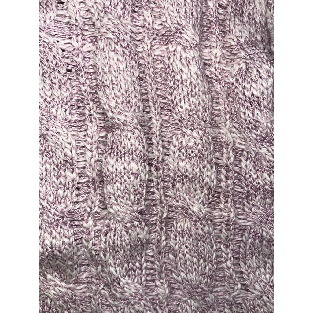 Bass Women Crew Neck Sweater Lavender Open Wave Knit Size M Cotton Blend