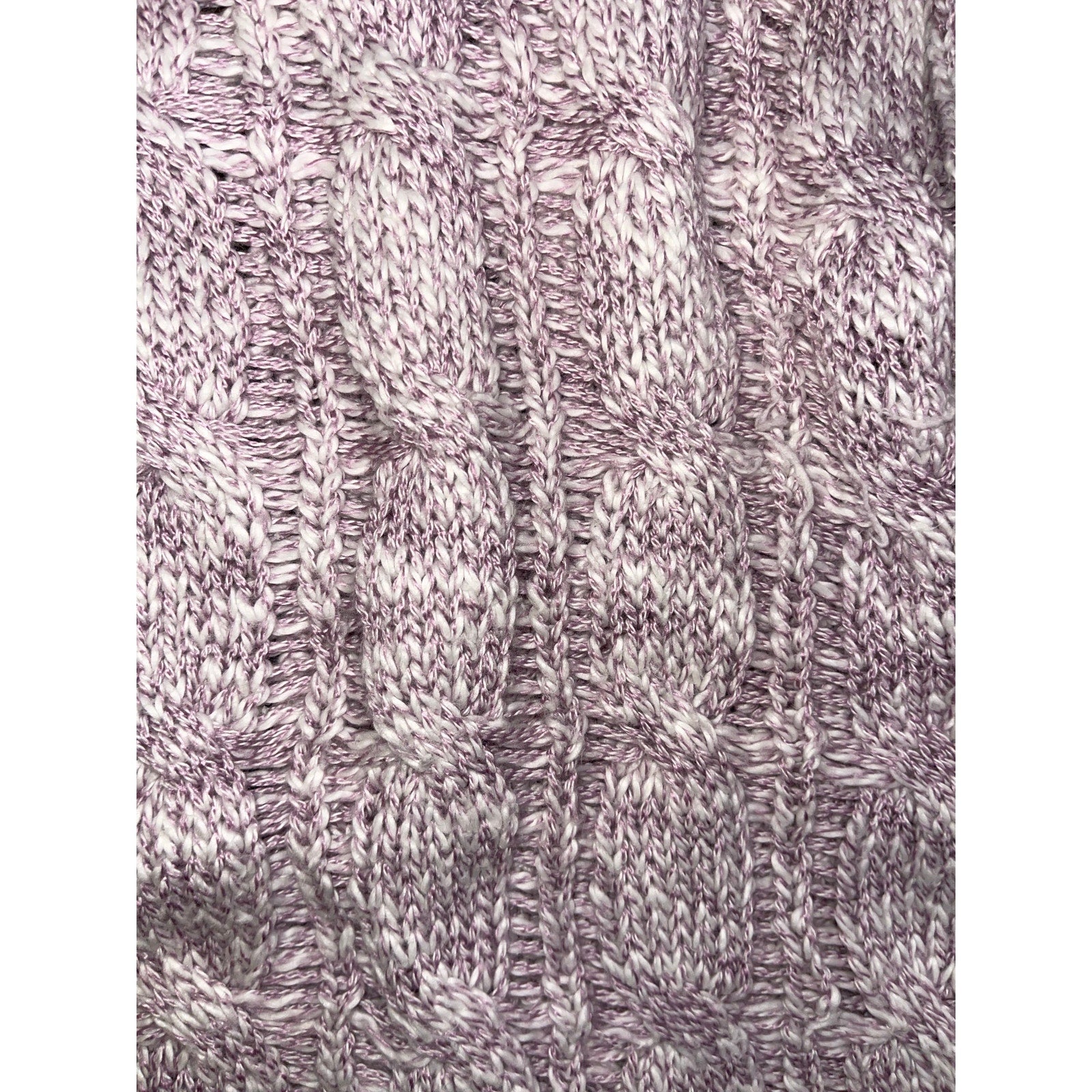 Bass Women Crew Neck Sweater Lavender Open Wave Knit Size M Cotton Blend