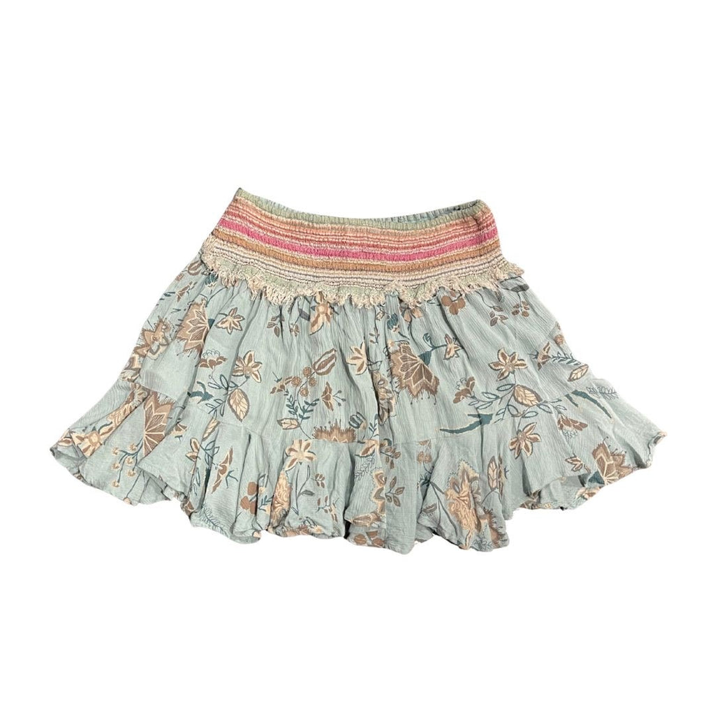 Anthropologie Hemant & Nandita Mini Smoked Skirt SZ XS Floral Boho chic Festivals