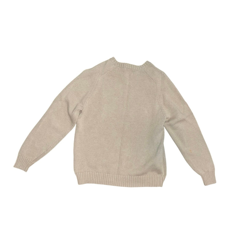 Land's End Classic Crewneck Cotton Knit Sweater Tan Beige Size Large