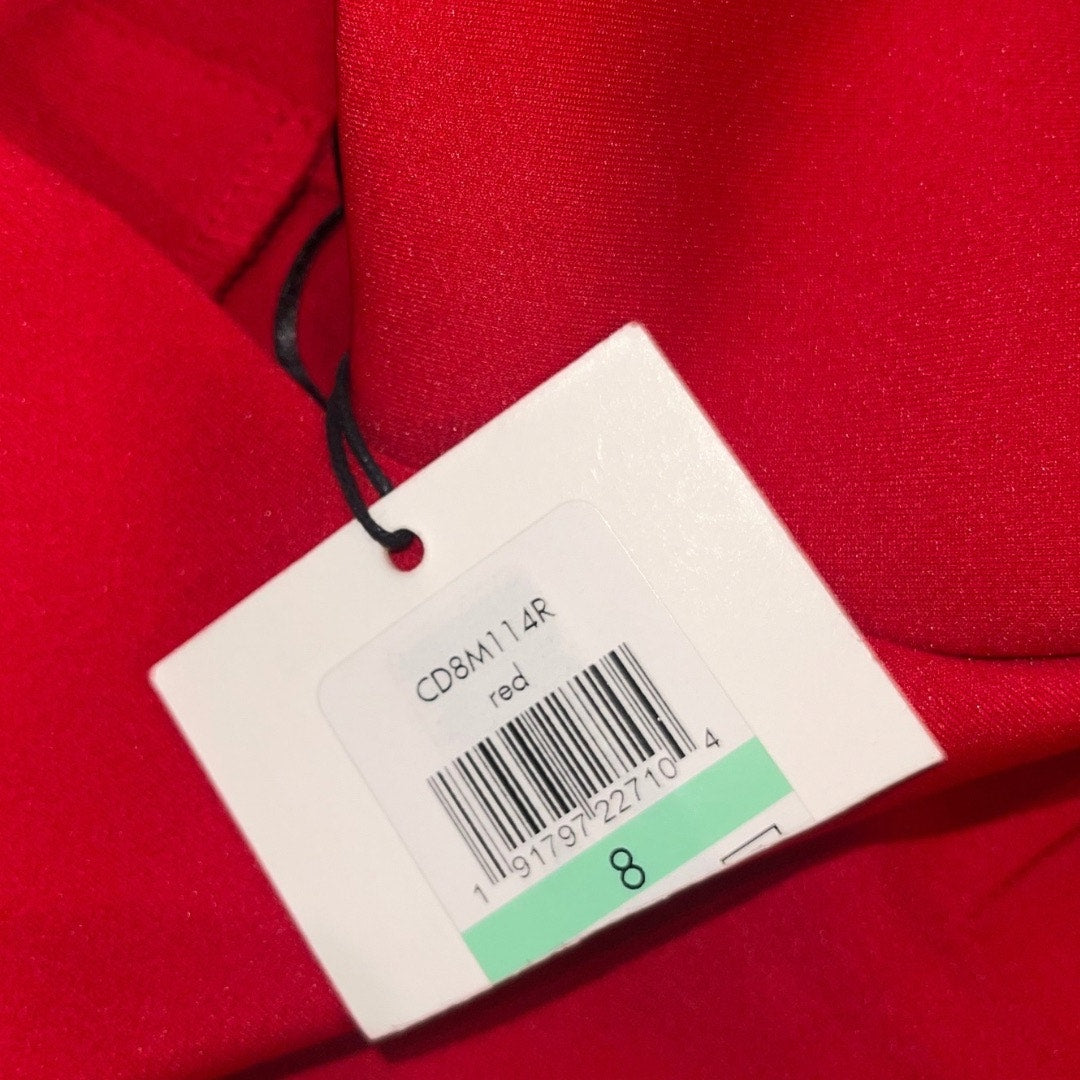 Calvin Klein Red Sheath Dress Cut Out Sleeves Size 8 career office party NWT