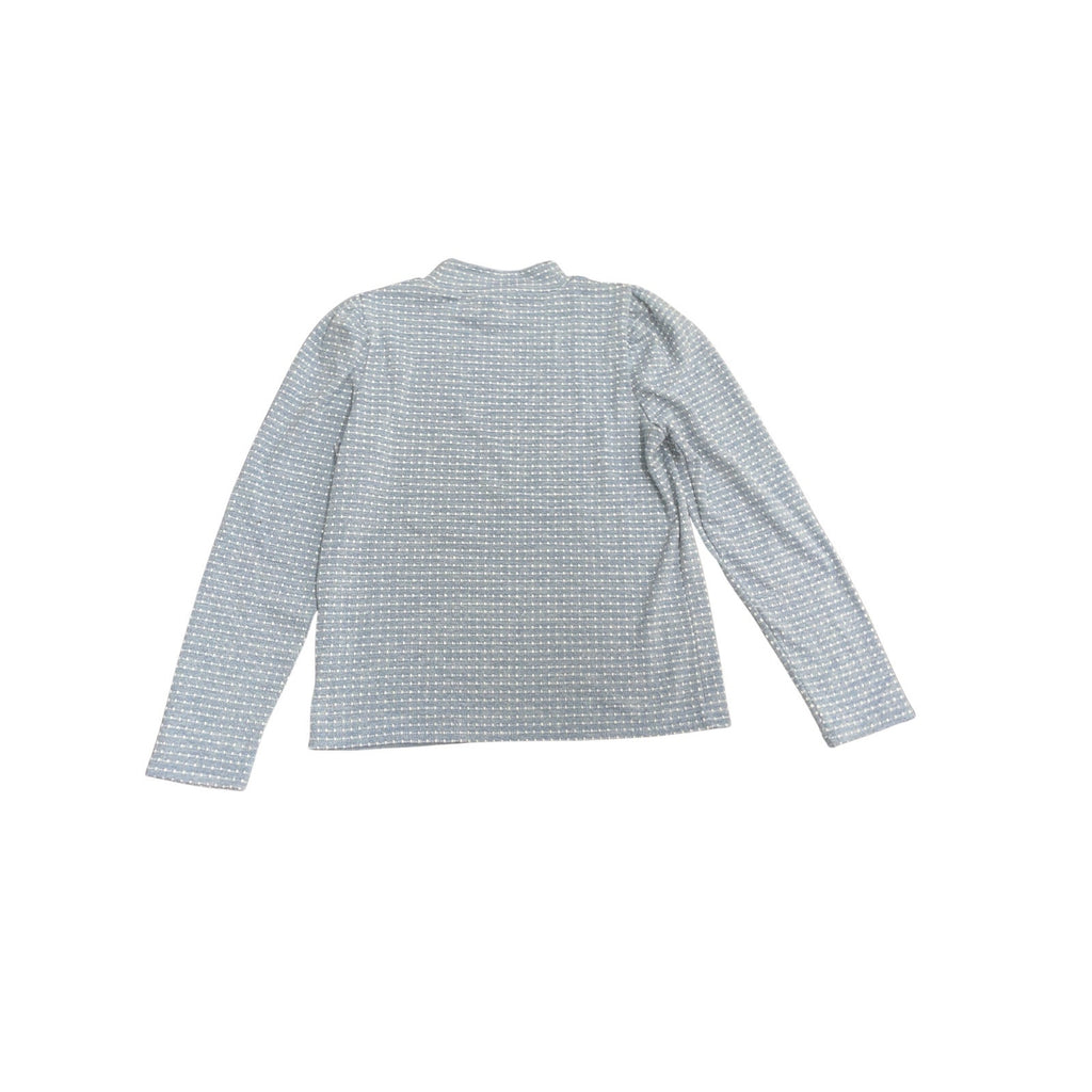 Madewell Jacquard Puff Sleeve Mockneck Top SZ M Texture Knit Vintage Inspired