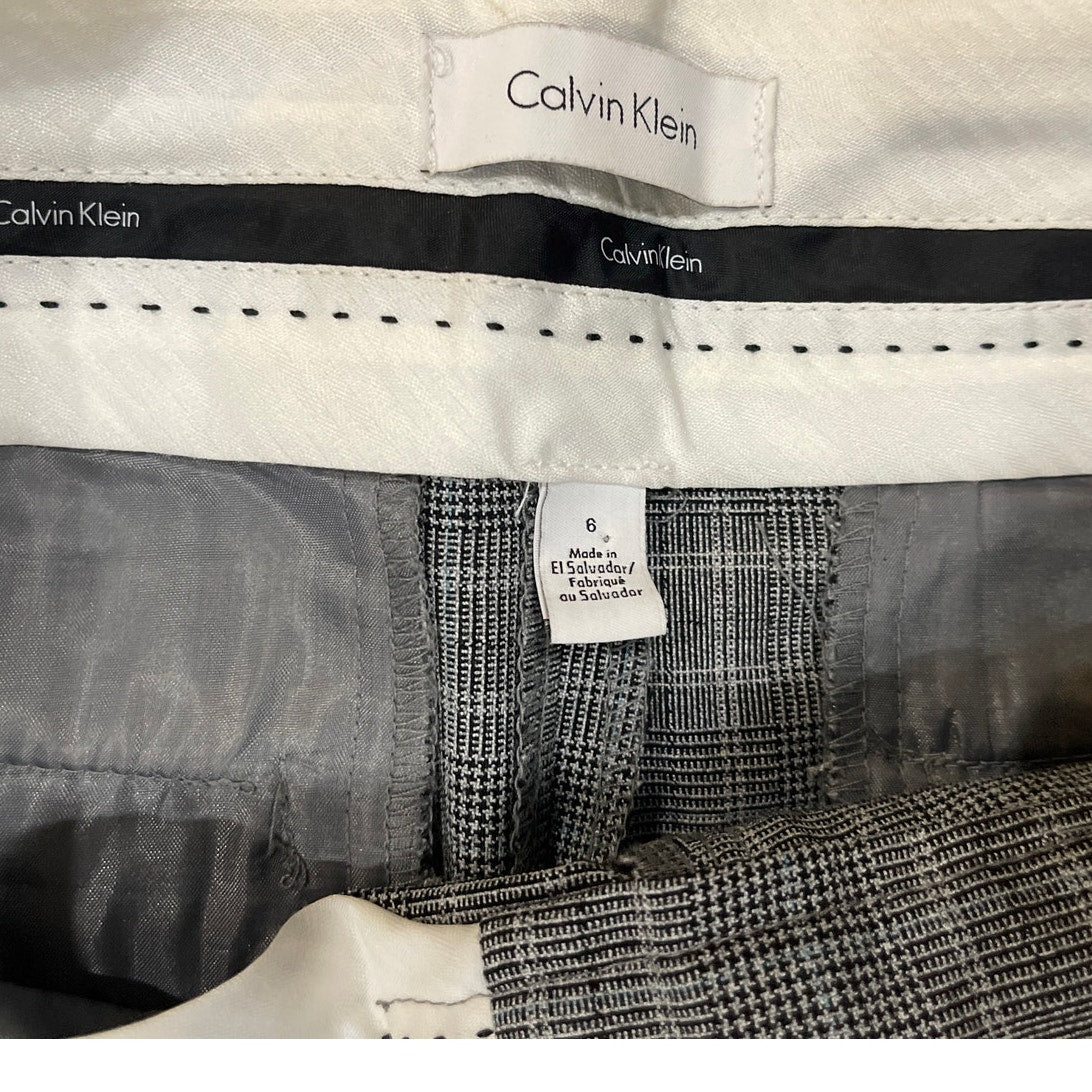 Calvin Klein Women Plaid Dress Slacks Trousers Size 6 Career Office Academia
