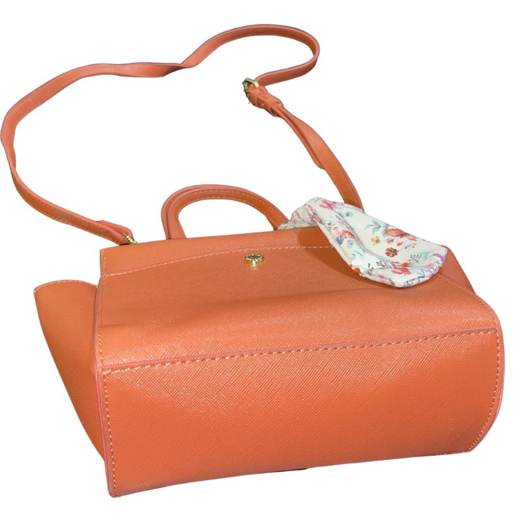 Steve Madden Mini Orange Crossbody Purse Floral Scarf Y2K Adjustable Strap
