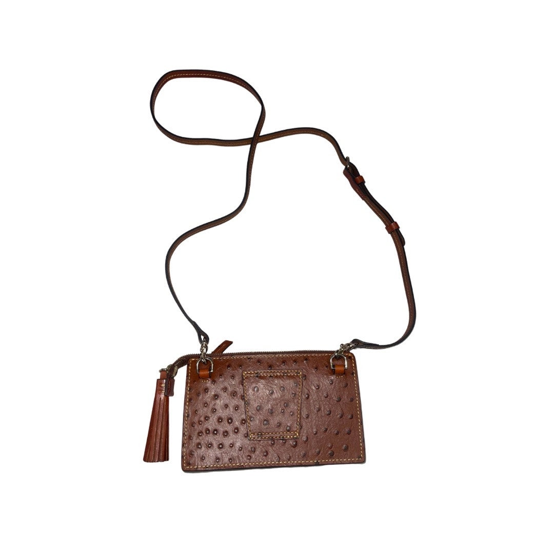 Dooney and Bourke Gingy Ostrich Embossed Zip Crossbody Leather Tassel NWOT