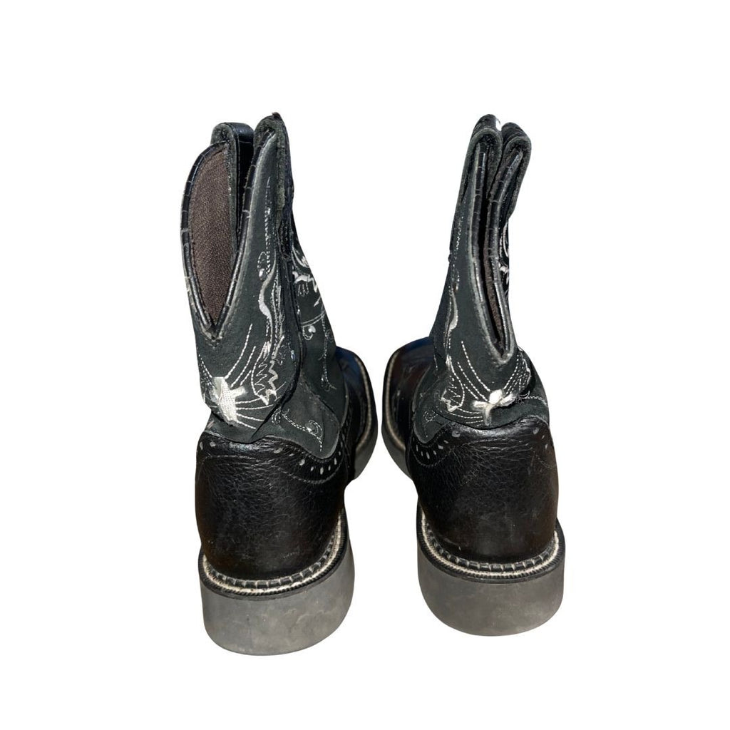 Justin Gypsy Western Cowgirl ANDRA 8" Cowgirl Black Leather Suede Boots Size 7