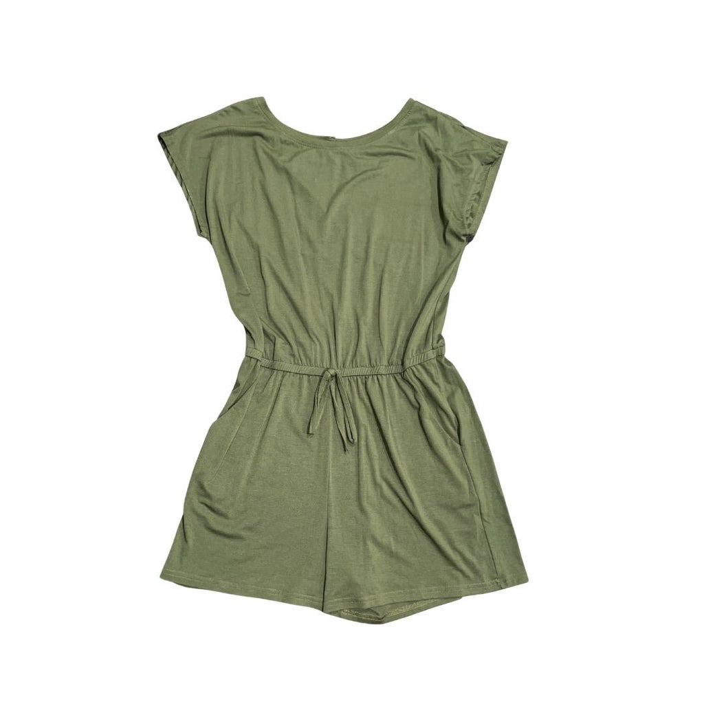 Women Jumpsuit Romper Army Green Off the Shoulder Size Medium Casual Summer