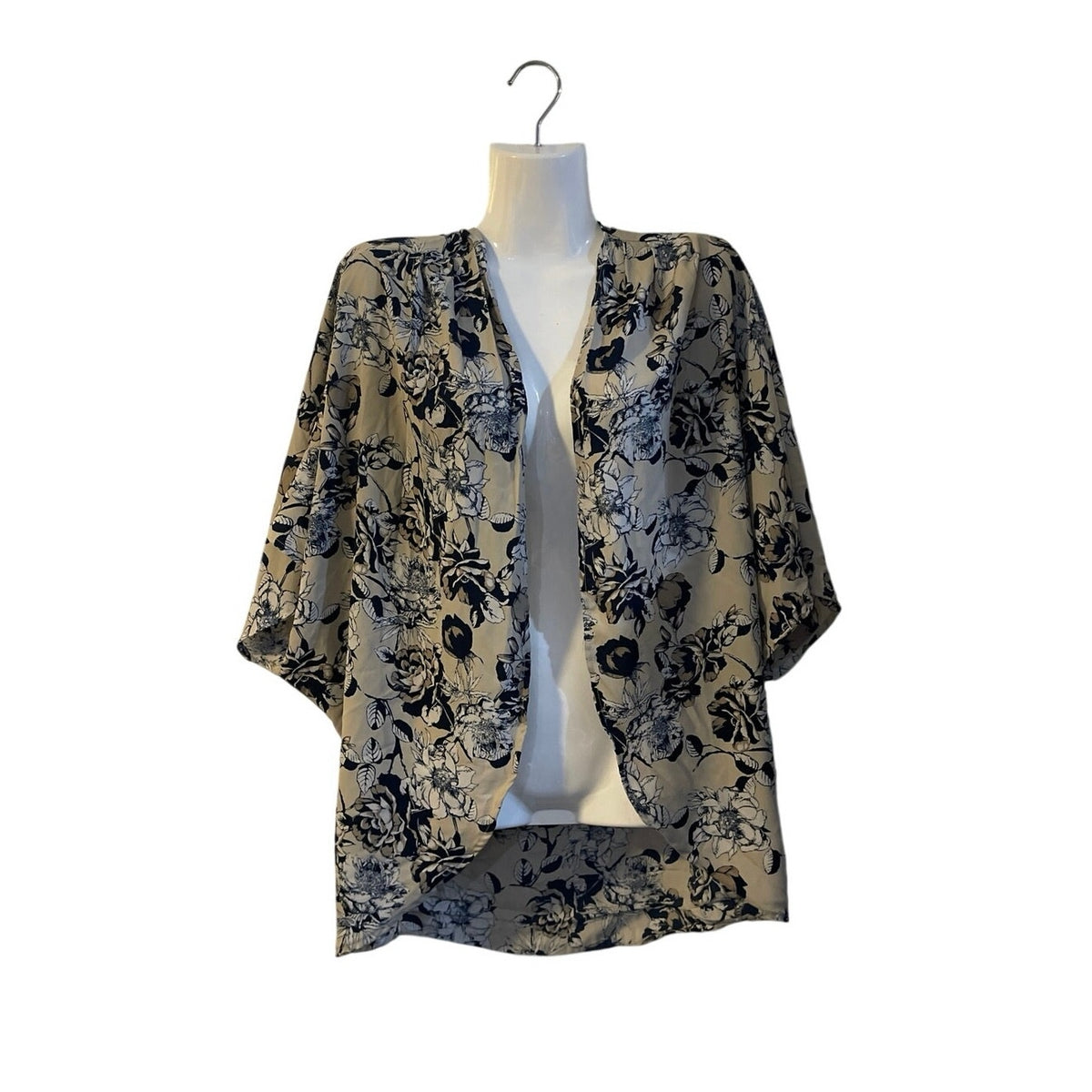 Style Rack LA Floral Print Open Front Kimono Blouse SZ One Size Boho Artsy Chic