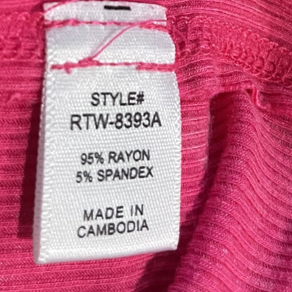 Zenana Washed Ribbed Short Sleeve Boat Neck Hot Pink Size S/M Lounge Artsy Boho