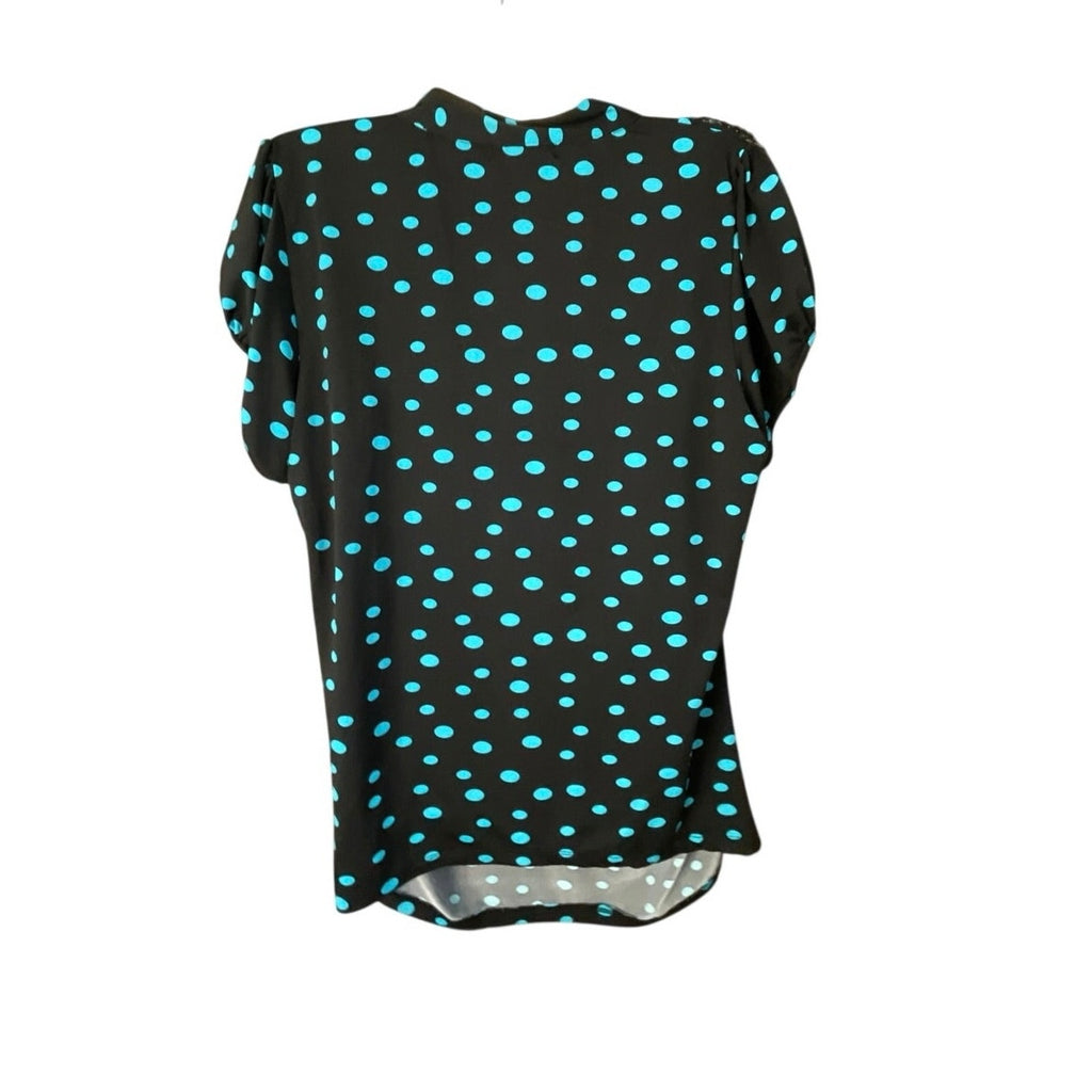 Heartsoul Short Sleeve Polka Dot Ruffle V-Neck Ruched Blouse SZ L Y2K 90s Artsy