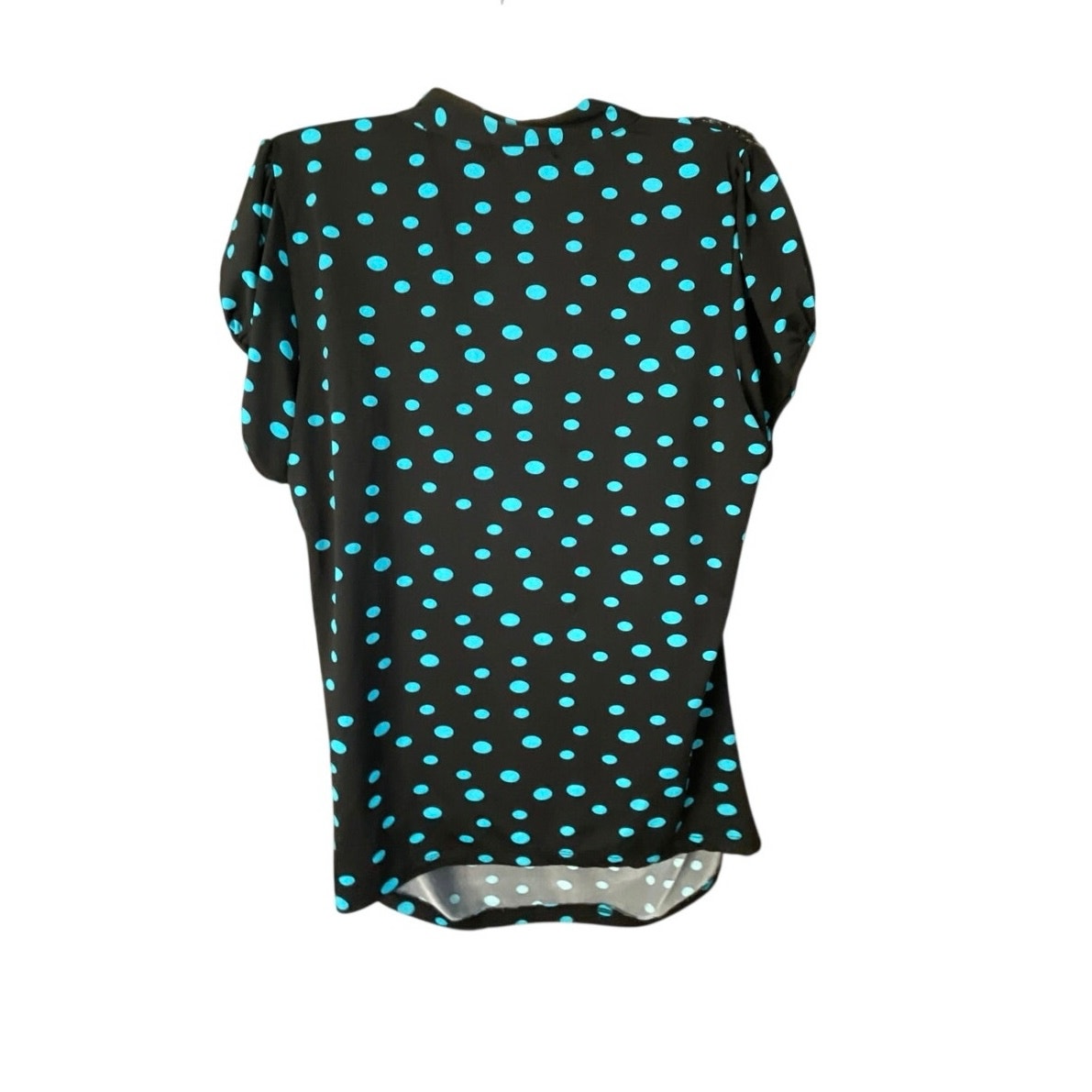 Heartsoul Short Sleeve Polka Dot Ruffle V-Neck Ruched Blouse SZ L Y2K 90s Artsy