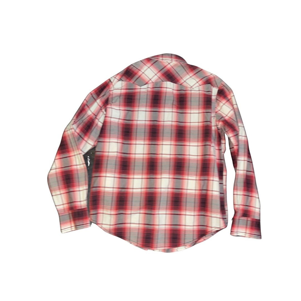 Wrangler Mens Plaid Snap Button Long Sleeve Shirt Size Large Cowboy Western Rodeo