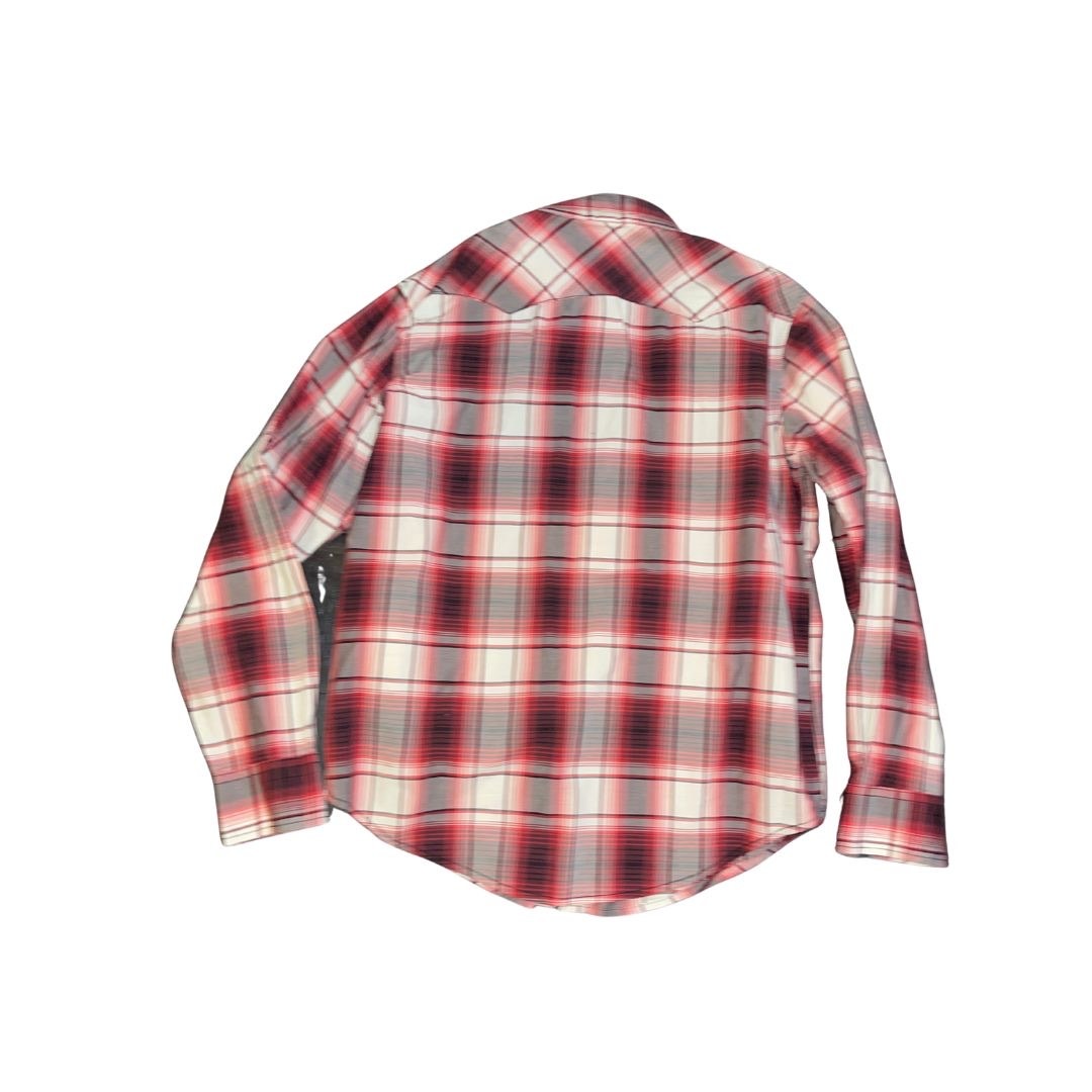 Wrangler Mens Plaid Snap Button Long Sleeve Shirt Size Large Cowboy Western Rodeo