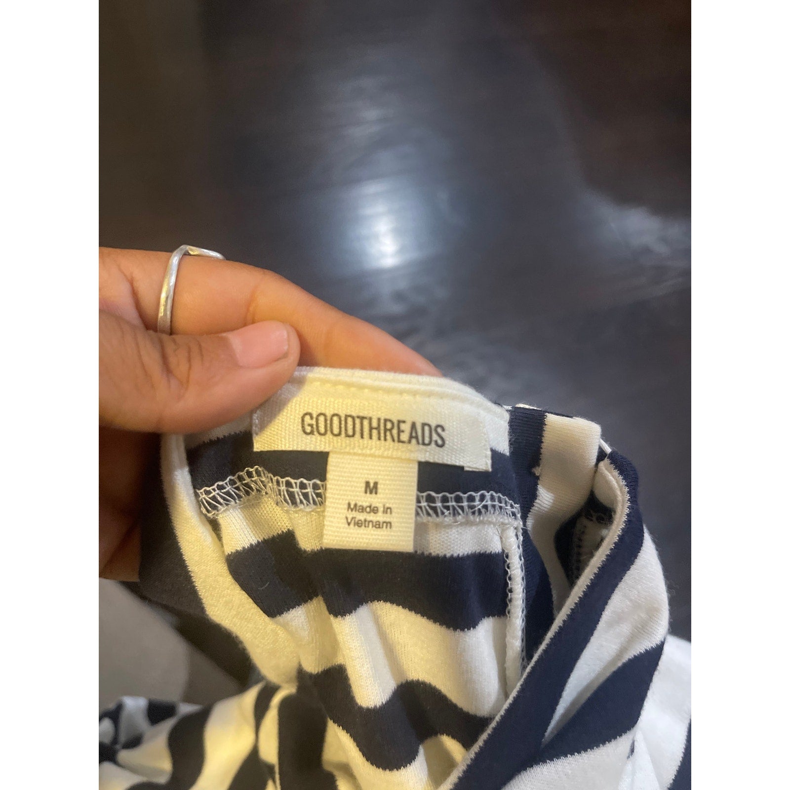 Goodthreads Blue White Stripe 3/4 Sleeve T-Shirt Dress Size M Nautical Coastal