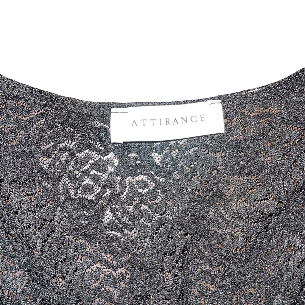 Attirance Lace Sheer Peplum Tie Front Blouse Size Medium Goth Festival Witchy