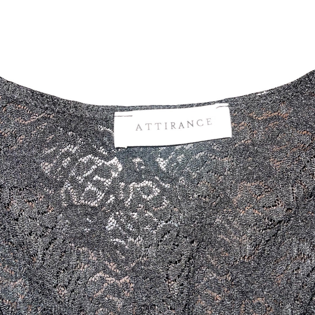 Attirance Lace Sheer Peplum Tie Front Blouse Size Medium Goth Festival Witchy