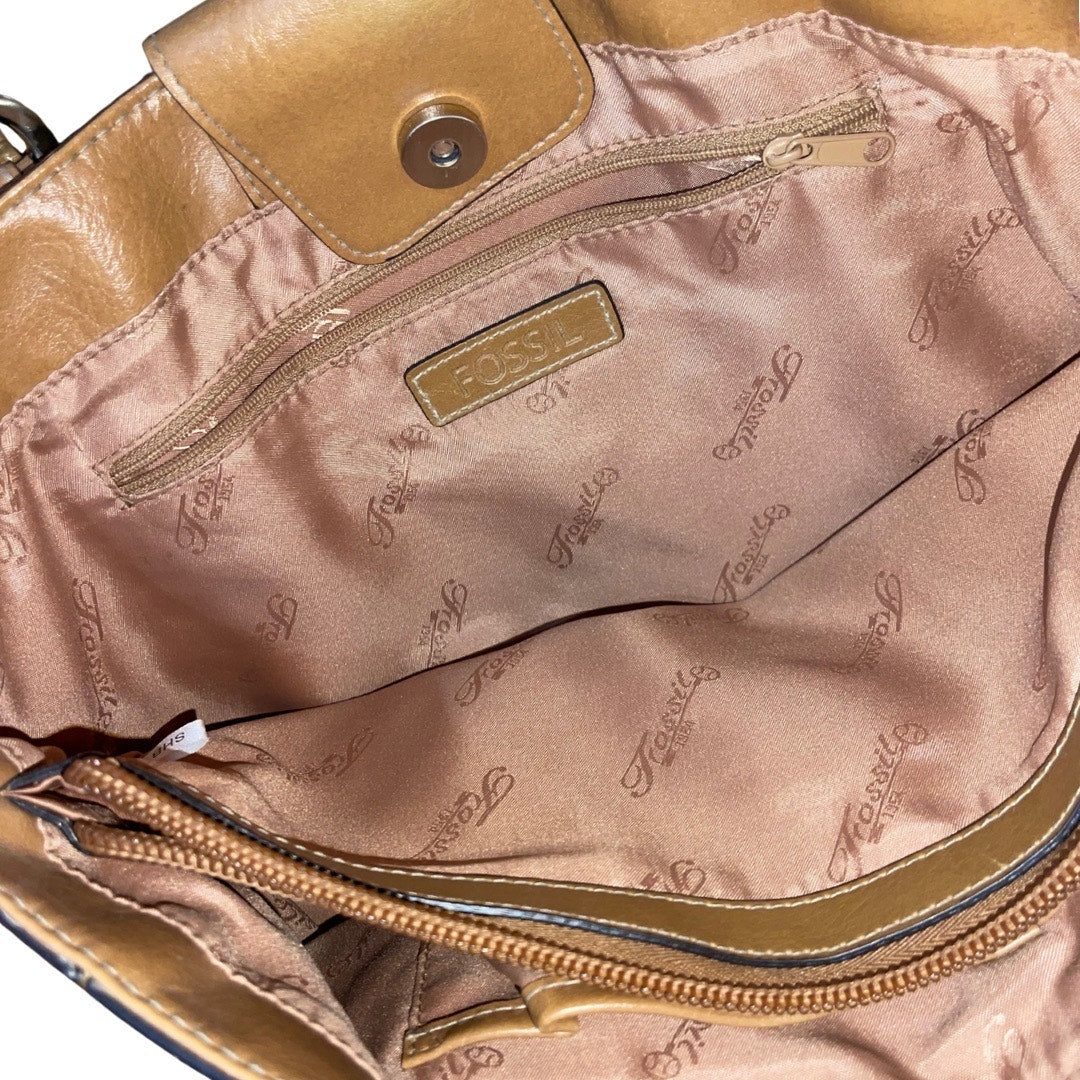 Fossil Key Per Large Tote Shoulder Bag Canvas and Leather Purse