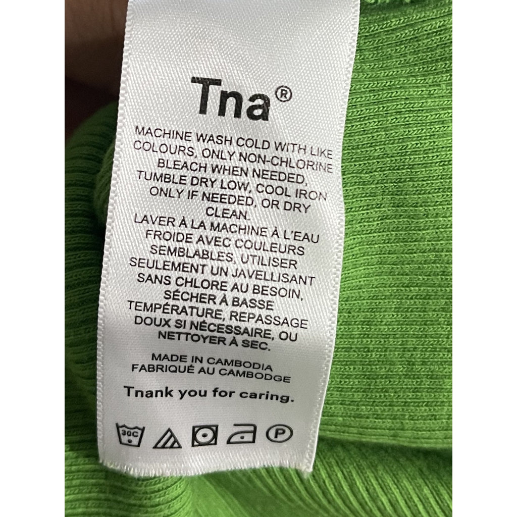 Aritzia Tna Green Ribbed Tank Top Size Small Cropped Casual Flirty Summer