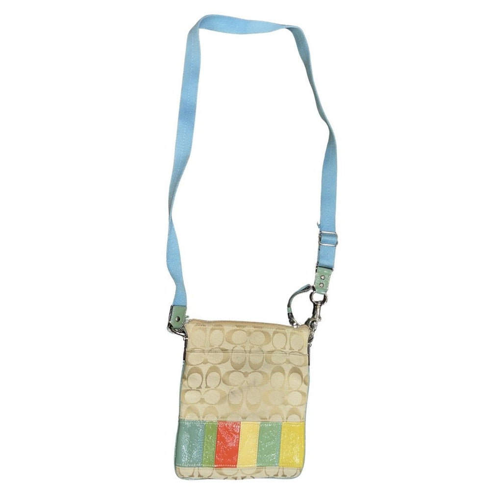 Coach Hamptons Weekend Signature Swingpack Crossbody Bag Patent Leather Trim Y2K