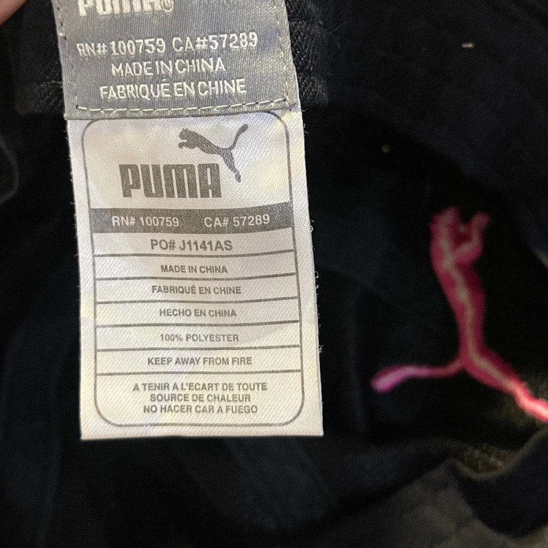 Puma Hat Cap Adjustable One Size Black Hot Pink Logo Activewear Athletic