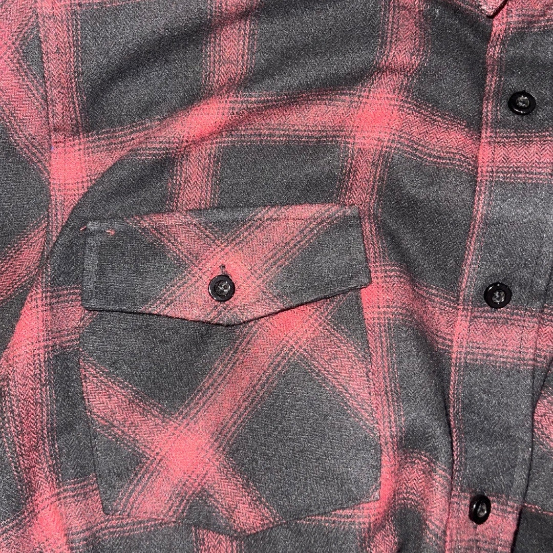 Shouthouse Mens Plaid Flannel Long Sleeve Shirt Size Large Double Pockets Cowboy