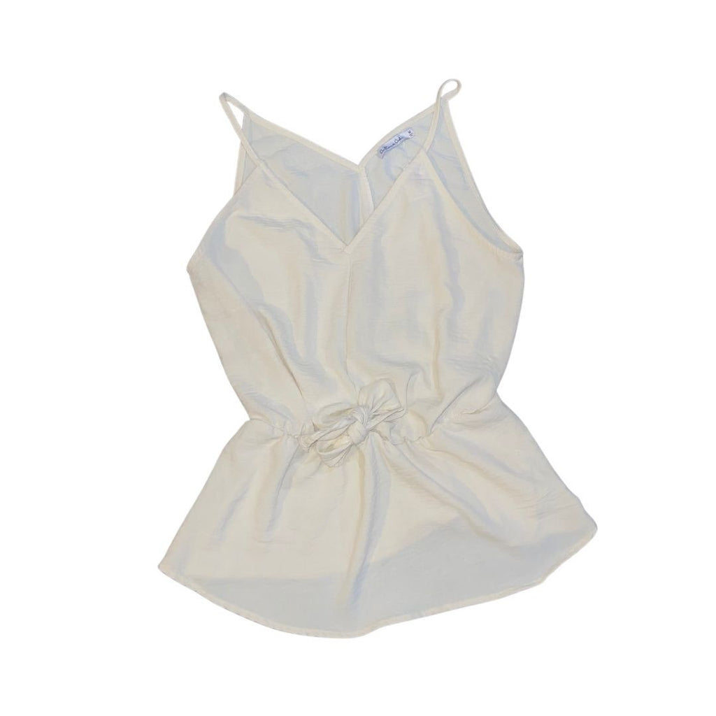 Culture Code Y2K V-neck Babydoll Camisole Top Cinche Tie Waist Size Medium cream