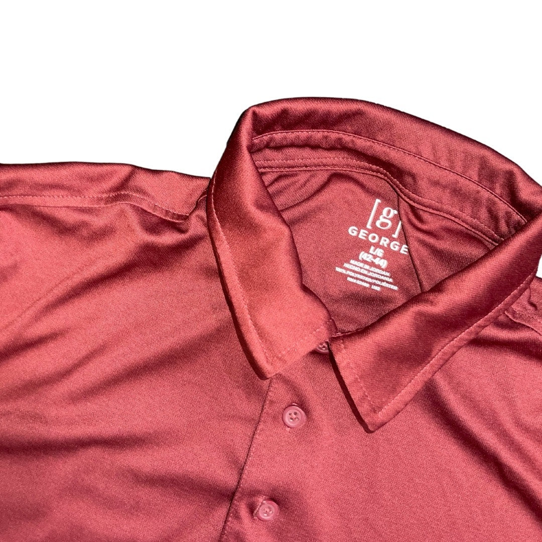 Bundle 2 George Polo Shirt Men's Large Burgundy and Blue Size Large