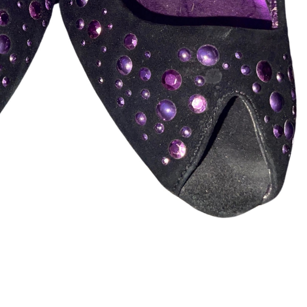 Sigerson Morrison for Target Heels Shoes suede like black purple sequin peep toe prom